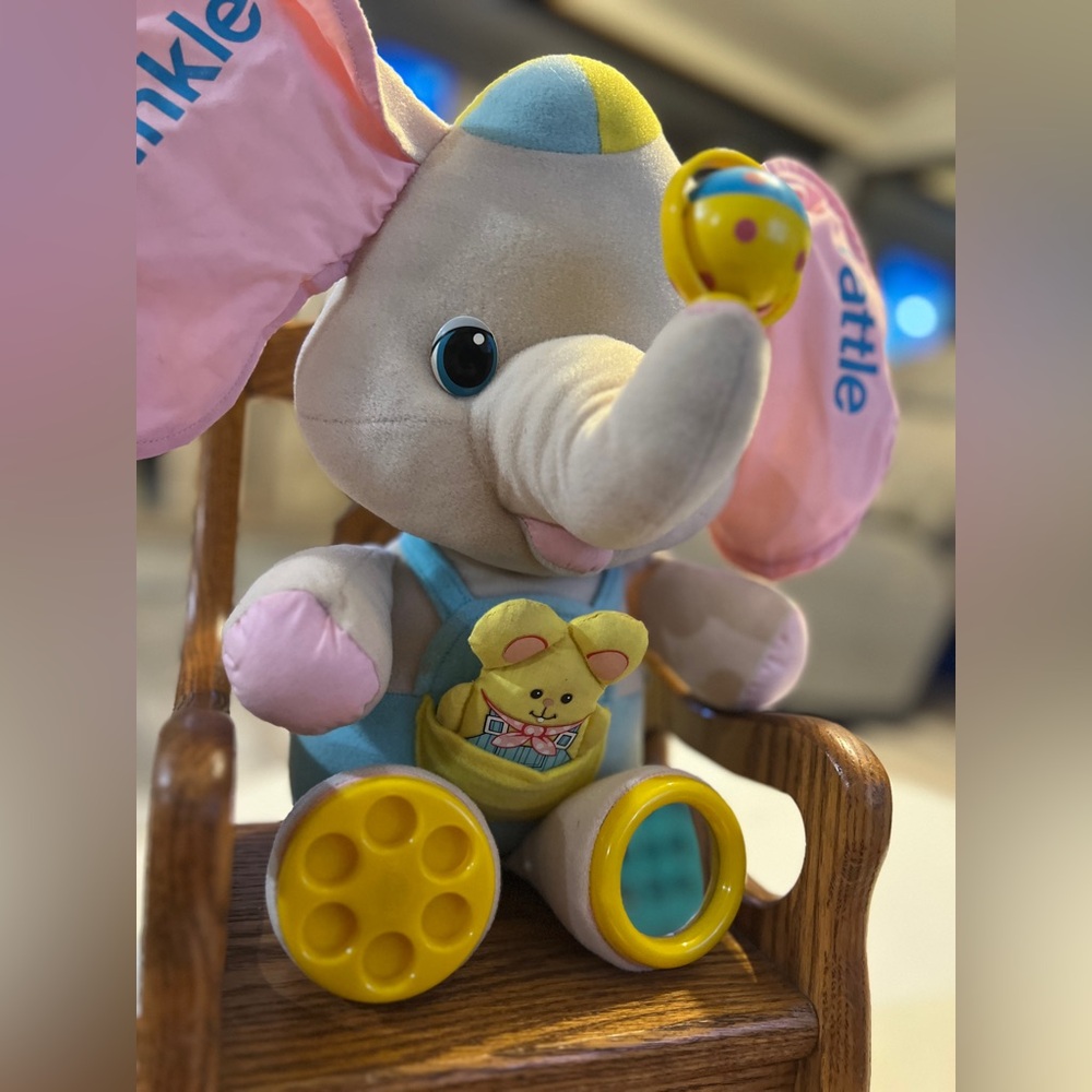 Playskool Busy Elephant Vintage 1986 Activity Stuffed Animal Plush Toy Mirror - Picture 2 of 8